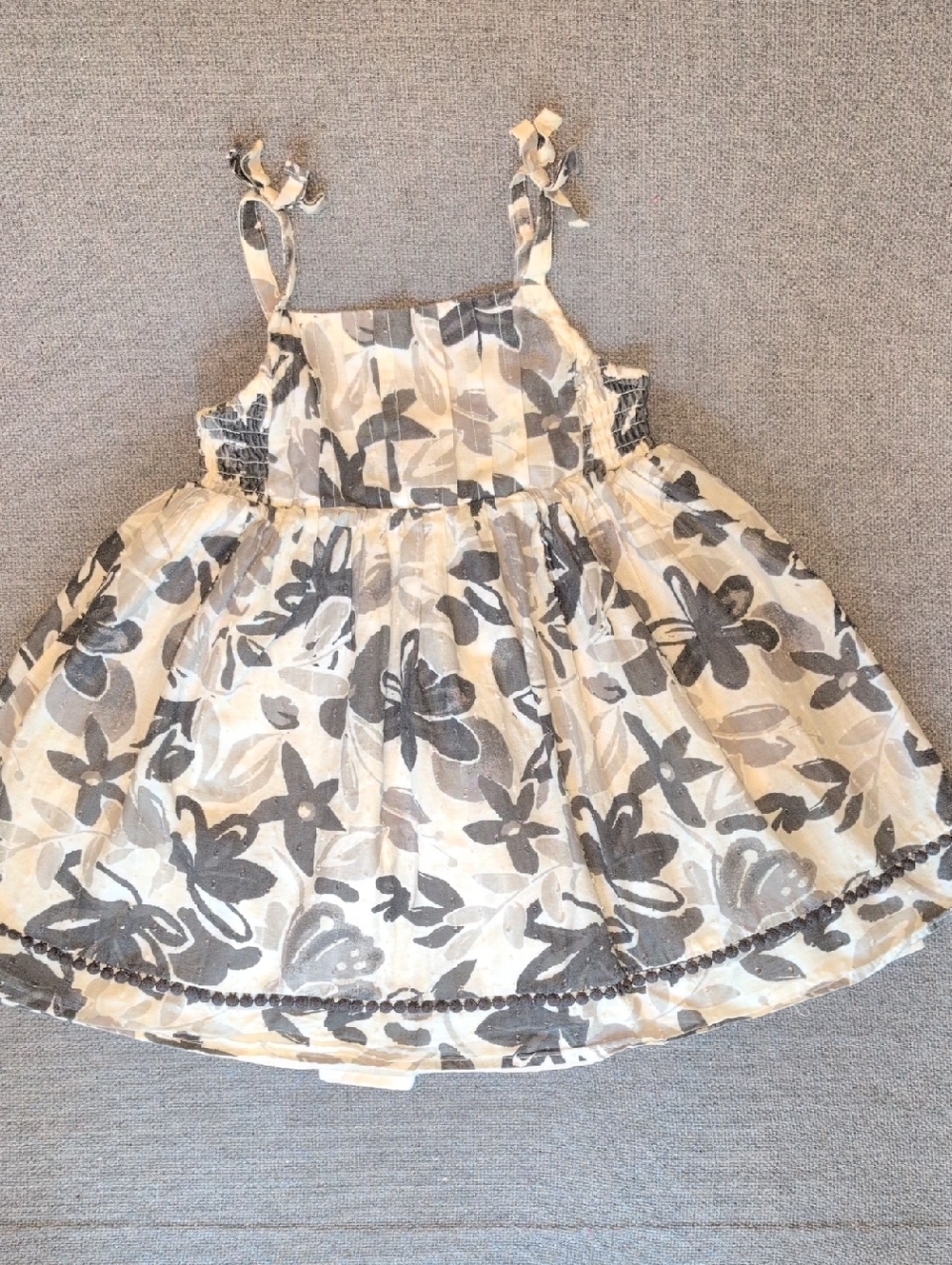 Tommy Bahama Girls 3T Floral Sundress in Cream & Gray